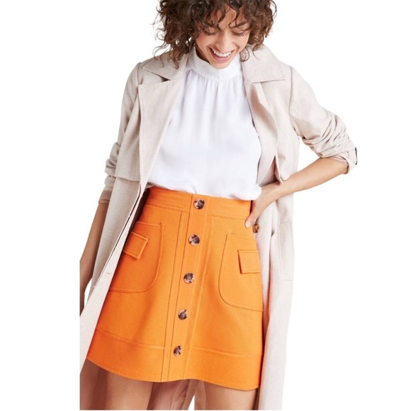 Anthropologie Dresses & Skirts - Maeve Anthropologie • 60s Inspired Velma Orange Button Stretch Mini Party Skirt
